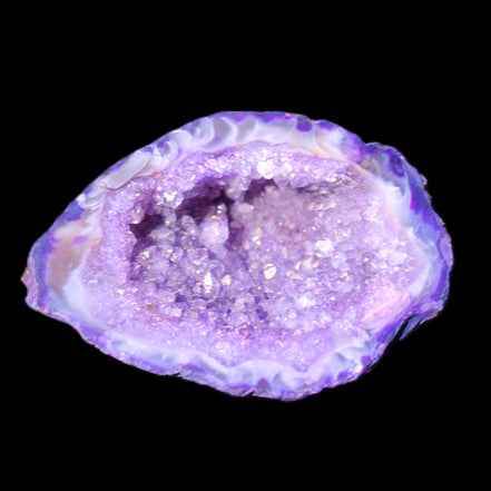 Purplish Electroplated Agate Quartz geodes 48-52mm 48-69g in sunlight - Rocks and Things Store