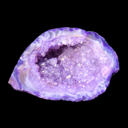 Purplish Electroplated Agate Quartz geodes 48-52mm 48-69g in sunlight - Rocks and Things Store