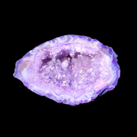 Purplish Electroplated Agate Quartz geodes 48-52mm 48-69g in sunlight - Rocks and Things Store