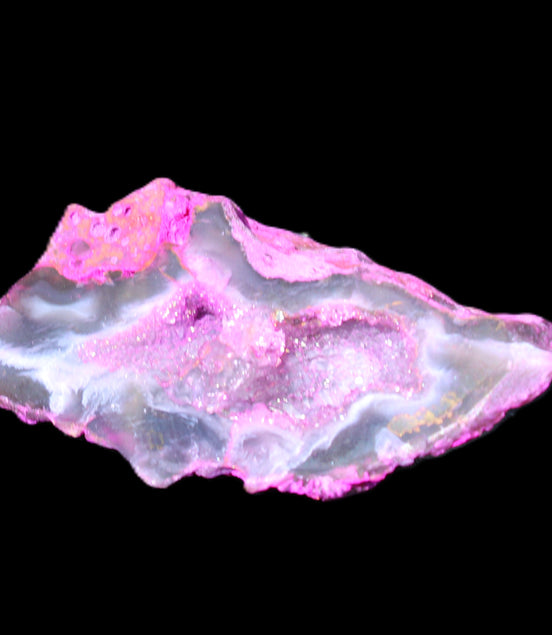 Pinkish Electroplated Agate Quartz geodes 39/55g in sunlight - Rocks and Things Store