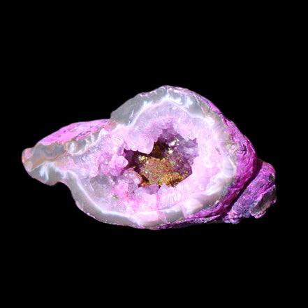 Pinkish Electroplated Agate Quartz geodes 39/55g in sunlight - Rocks and Things Store