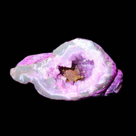 Pinkish Electroplated Agate Quartz geodes 39/55g in sunlight - Rocks and Things Store