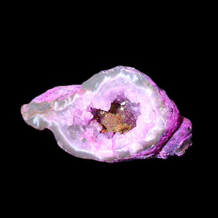 Pinkish Electroplated Agate Quartz geodes 39/55g in sunlight - Rocks and Things Store