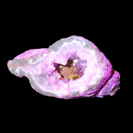 Pinkish Electroplated Agate Quartz geodes 39/55g in sunlight - Rocks and Things Store