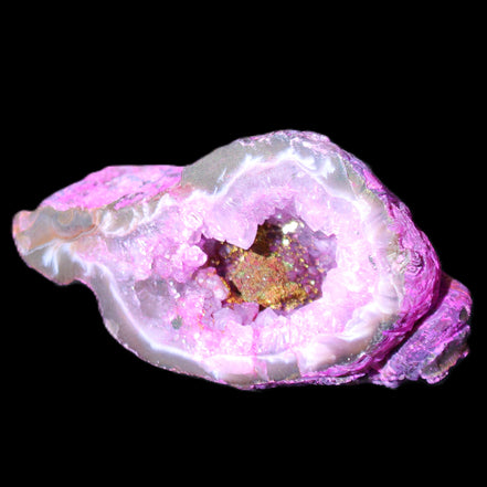 Pinkish Electroplated Agate Quartz geodes 39/55g in sunlight - Rocks and Things Store