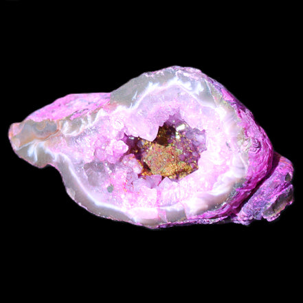 Pinkish Electroplated Agate Quartz geodes 39/55g in sunlight - Rocks and Things Store