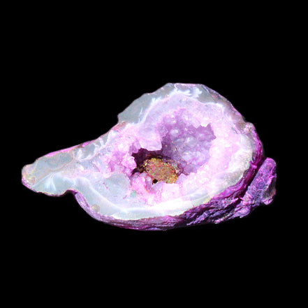 Pinkish Electroplated Agate Quartz geodes 39/55g in sunlight - Rocks and Things Store