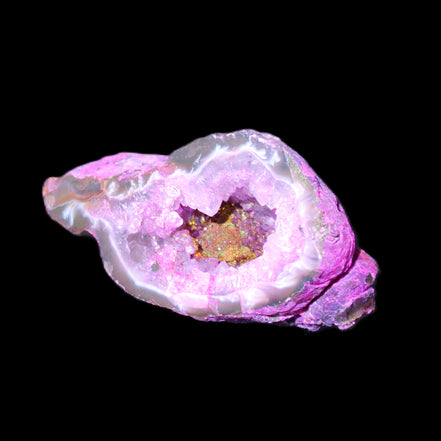 Pinkish Electroplated Agate Quartz geodes 39/55g in sunlight - Rocks and Things Store