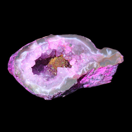 Pinkish Electroplated Agate Quartz geodes 39/55g in sunlight - Rocks and Things Store