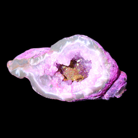 Pinkish Electroplated Agate Quartz geodes 39/55g in sunlight - Rocks and Things Store