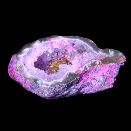 Pinkish Electroplated Agate Quartz geodes 39/55g in sunlight - Rocks and Things Store