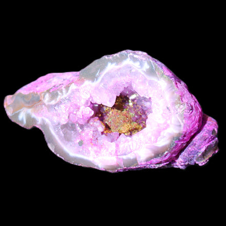 Pinkish Electroplated Agate Quartz geodes 39/55g in sunlight - Rocks and Things Store