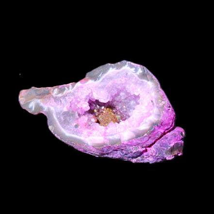 Pinkish Electroplated Agate Quartz geodes 39/55g in sunlight - Rocks and Things Store