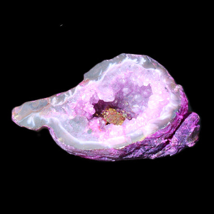 Pinkish Electroplated Agate Quartz geodes 39/55g in sunlight - Rocks and Things Store