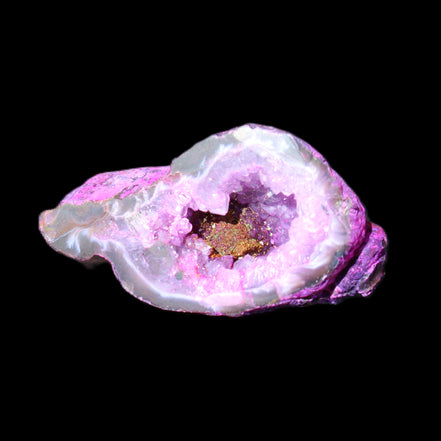 Pinkish Electroplated Agate Quartz geodes 39/55g in sunlight - Rocks and Things Store