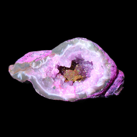 Pinkish Electroplated Agate Quartz geodes 39/55g in sunlight - Rocks and Things Store