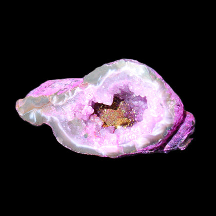 Pinkish Electroplated Agate Quartz geodes 39/55g in sunlight - Rocks and Things Store