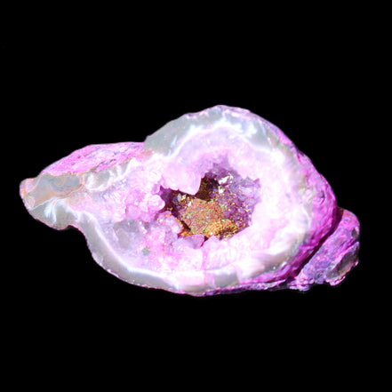 Pinkish Electroplated Agate Quartz geodes 39/55g in sunlight - Rocks and Things Store