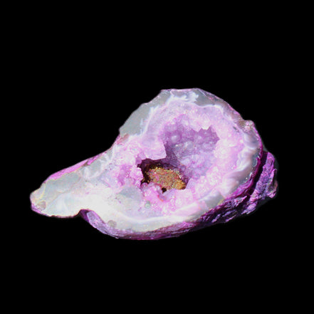 Pinkish Electroplated Agate Quartz geodes 39/55g in sunlight - Rocks and Things Store