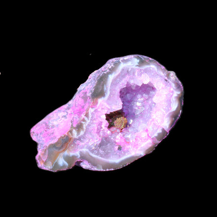 Pinkish Electroplated Agate Quartz geodes 39/55g in sunlight - Rocks and Things Store