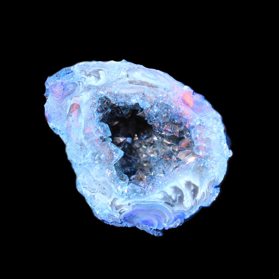 Blue Electroplated Agate Quartz geode range 40-67mm 30-63g in sunlight - Rocks and Things Store