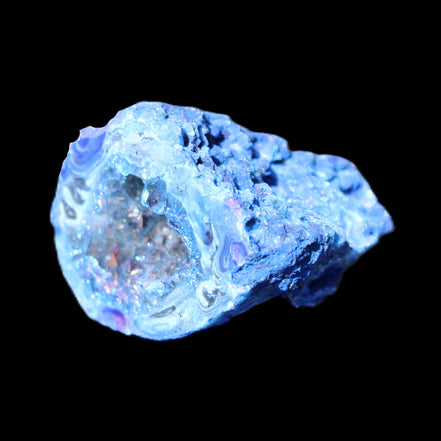 Blue Electroplated Agate Quartz geode range 40-67mm 30-63g in sunlight - Rocks and Things Store