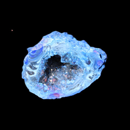 Blue Electroplated Agate Quartz geode range 40-67mm 30-63g in sunlight - Rocks and Things Store