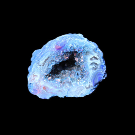 Blue Electroplated Agate Quartz geode range 40-67mm 30-63g in sunlight - Rocks and Things Store