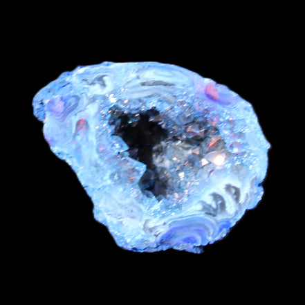 Blue Electroplated Agate Quartz geode range 40-67mm 30-63g in sunlight - Rocks and Things Store