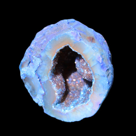 Blue Electroplated Agate Quartz geode range 40-67mm 30-63g in sunlight - Rocks and Things Store