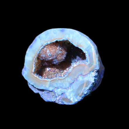 Blue Electroplated Agate Quartz geode range 40-67mm 30-63g in sunlight - Rocks and Things Store