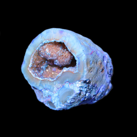 Blue Electroplated Agate Quartz geode range 40-67mm 30-63g in sunlight - Rocks and Things Store