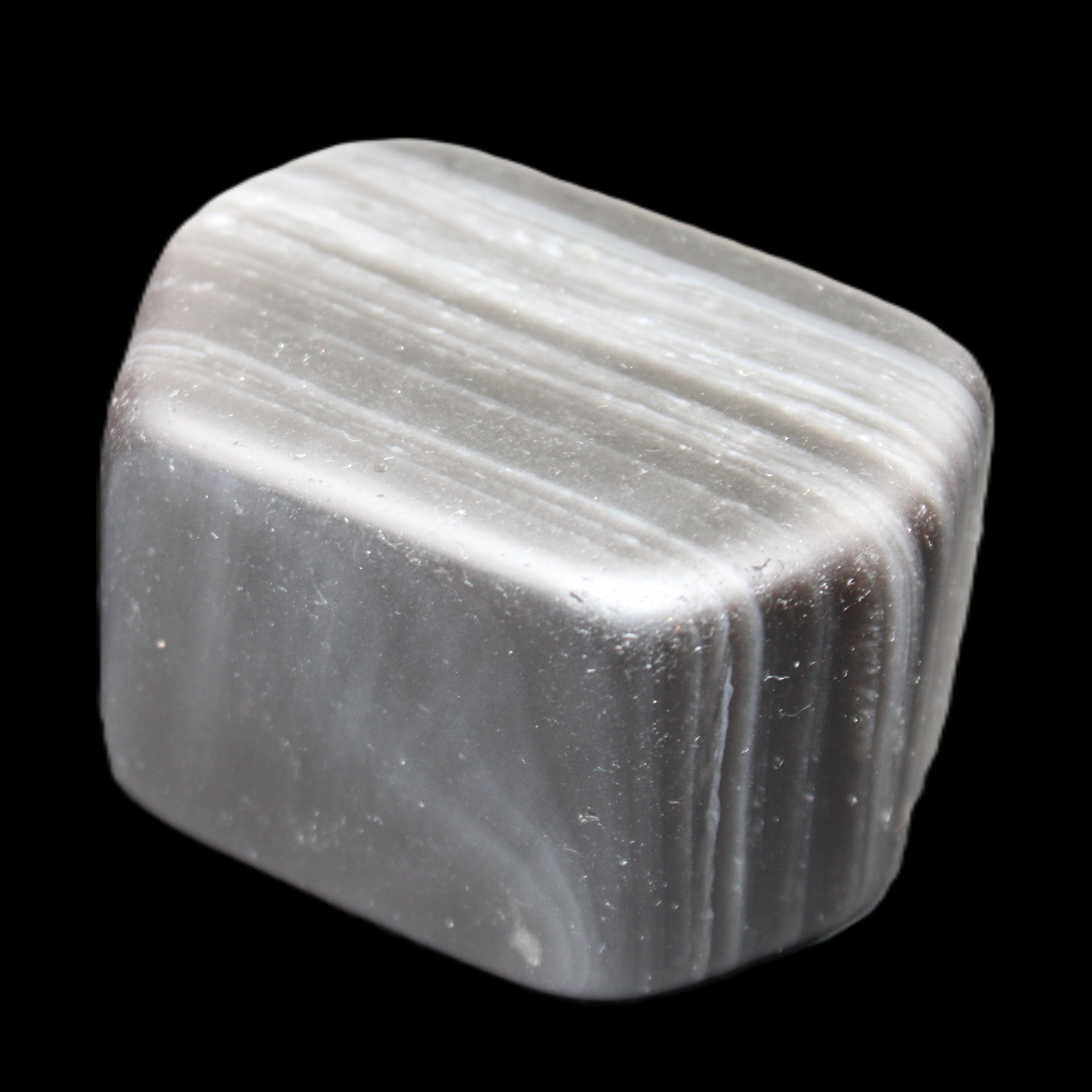 Black banded Obsidian paperweight 58/61*38/42*32/37mm 205/225g in sunlight - Rocks and Things Store