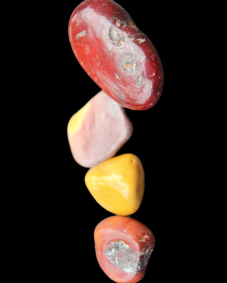 Mookaite 4 tumble polished stones 24g in sunlight - Rocks and Things Store