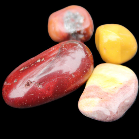 Mookaite 4 tumble polished stones 24g in sunlight - Rocks and Things Store