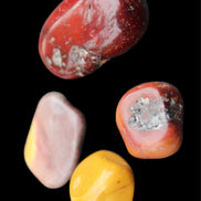 Mookaite 4 tumble polished stones 24g in sunlight - Rocks and Things Store