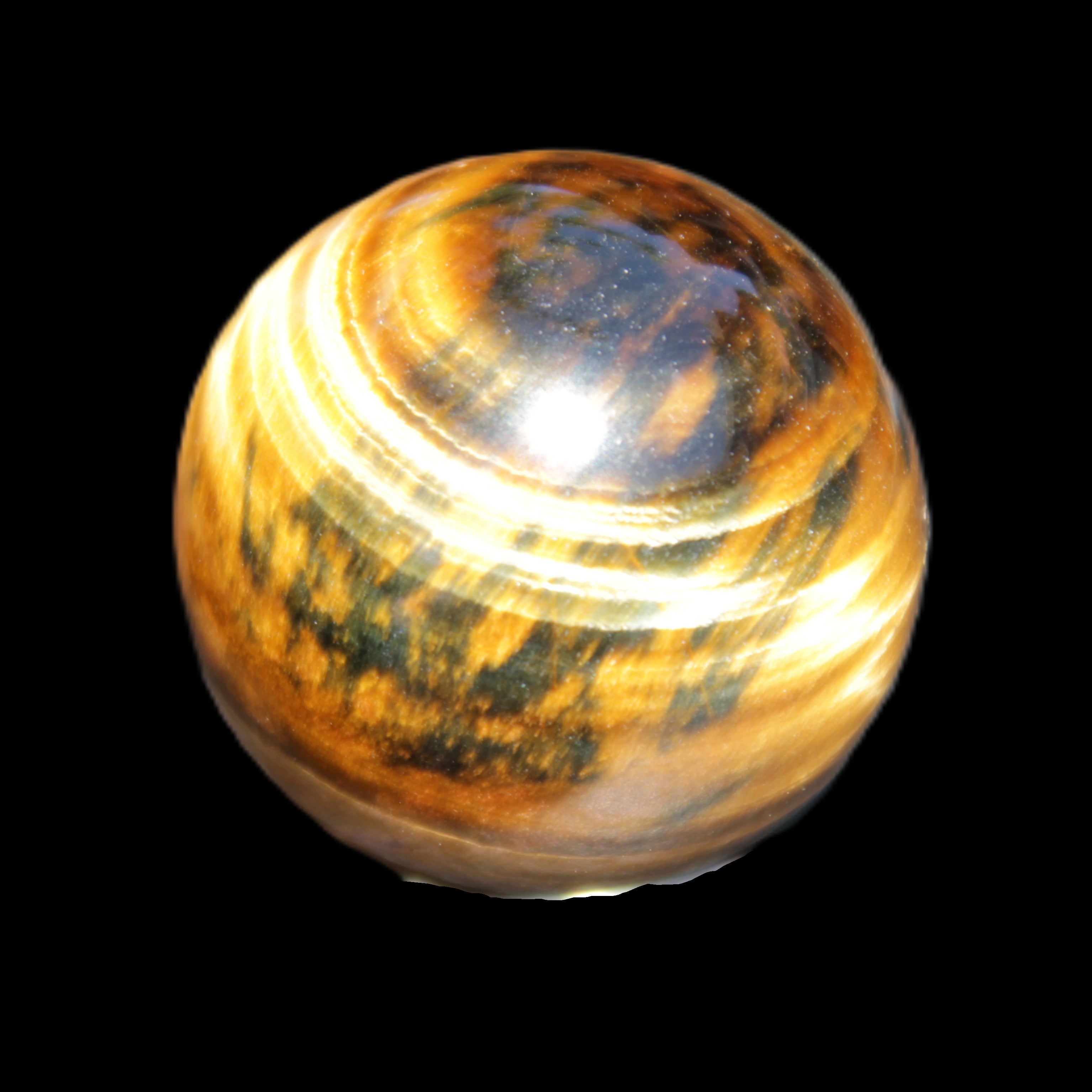 Golden Tigers Eye sphere 35mm 59g in sunlight - Rocks and Things Store