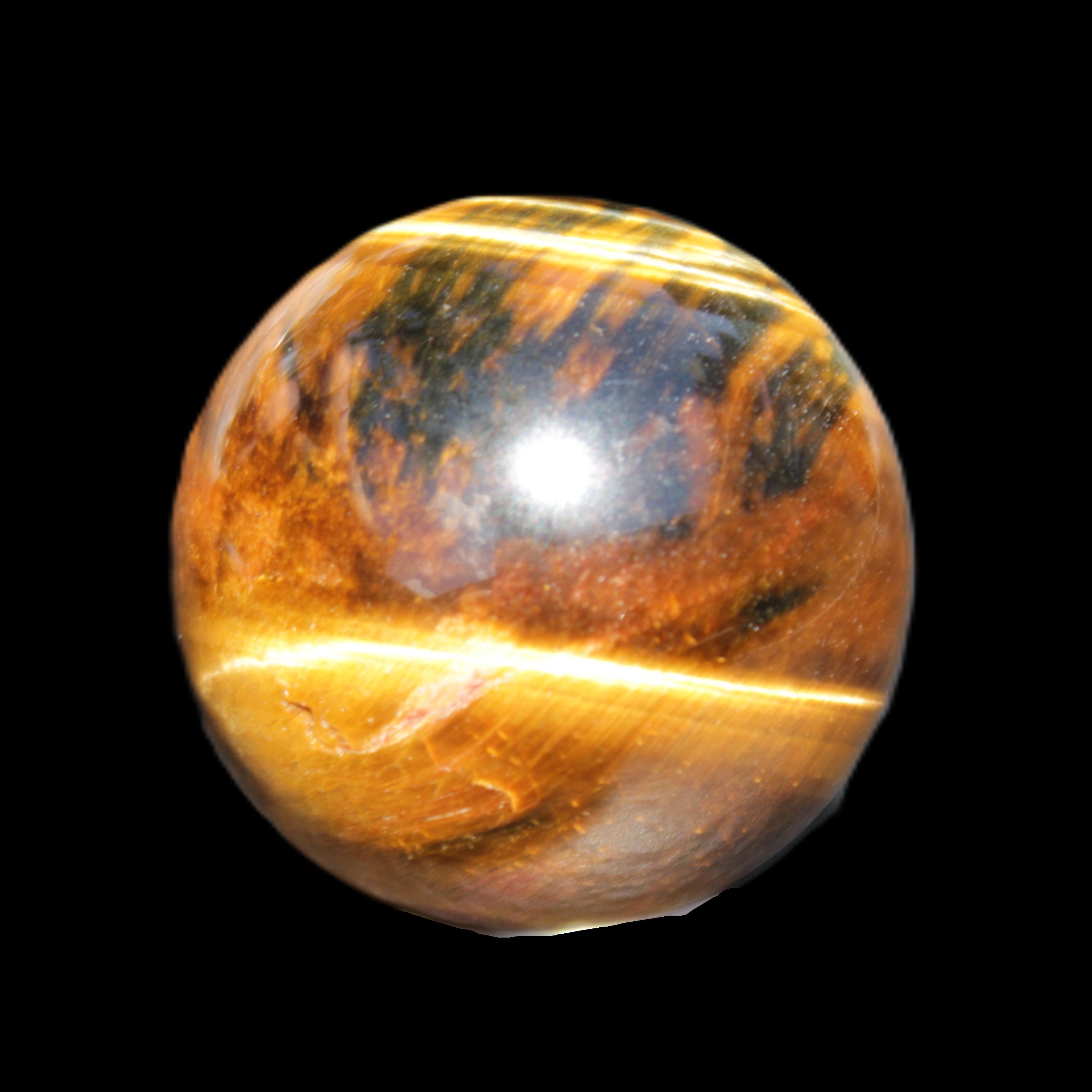 Golden Tigers Eye sphere 35mm 59g in sunlight - Rocks and Things Store