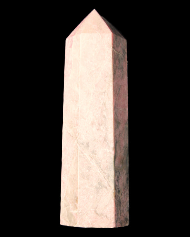 Pink Rhodonite wand 88mm 126g in sunlight - Rocks and Things Store