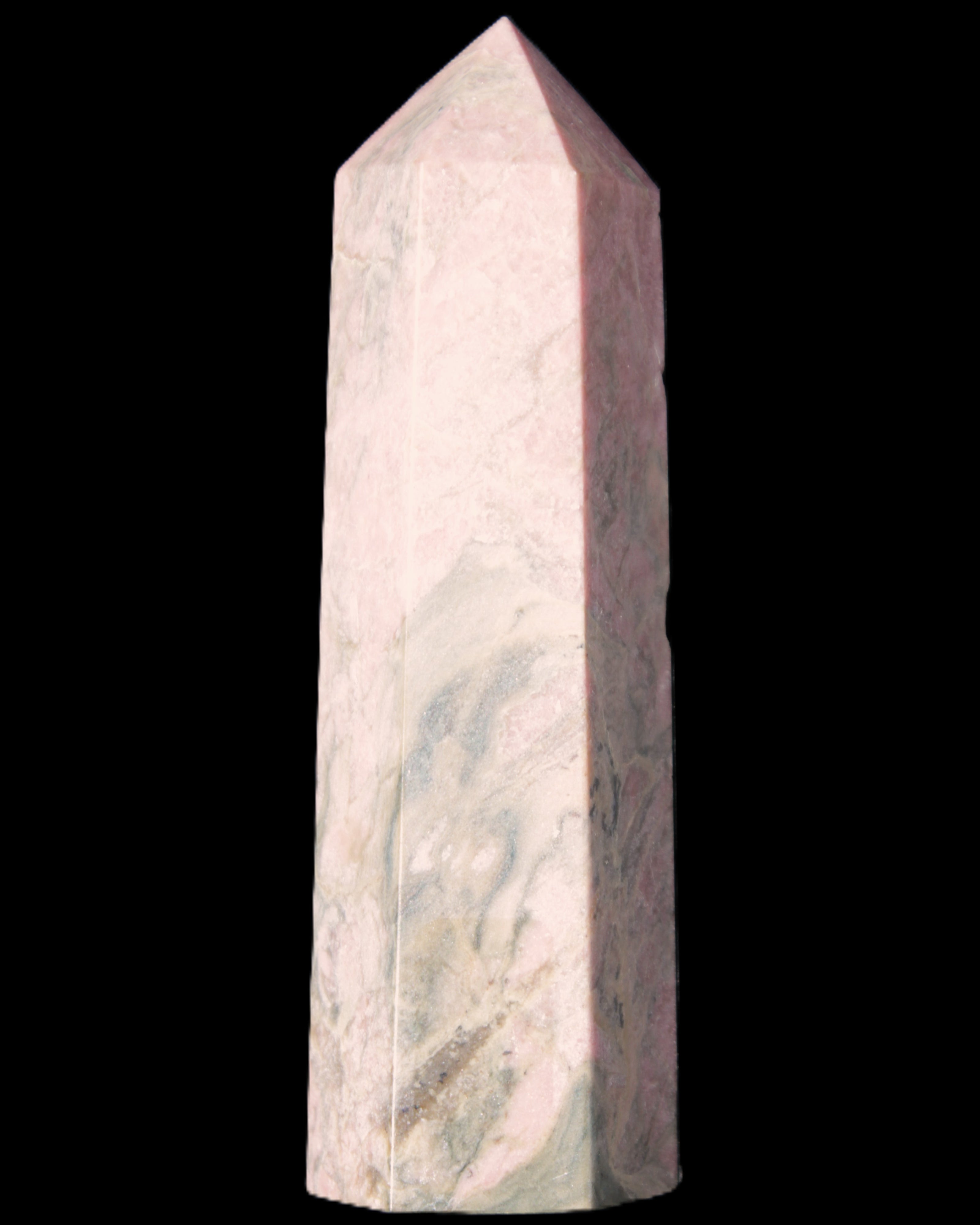 Pink Rhodonite wand 88mm 126g in sunlight - Rocks and Things Store