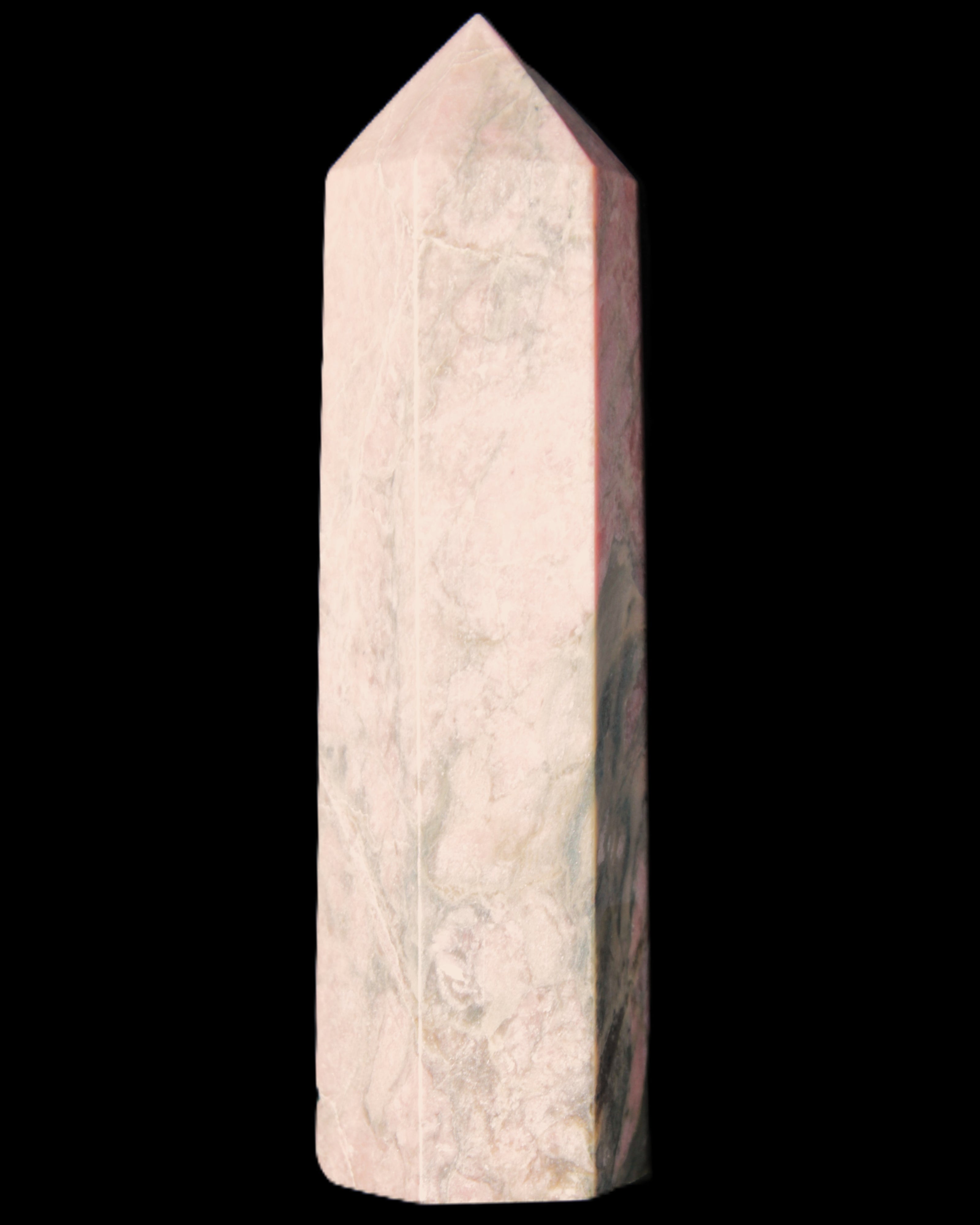 Pink Rhodonite wand 88mm 126g in sunlight - Rocks and Things Store