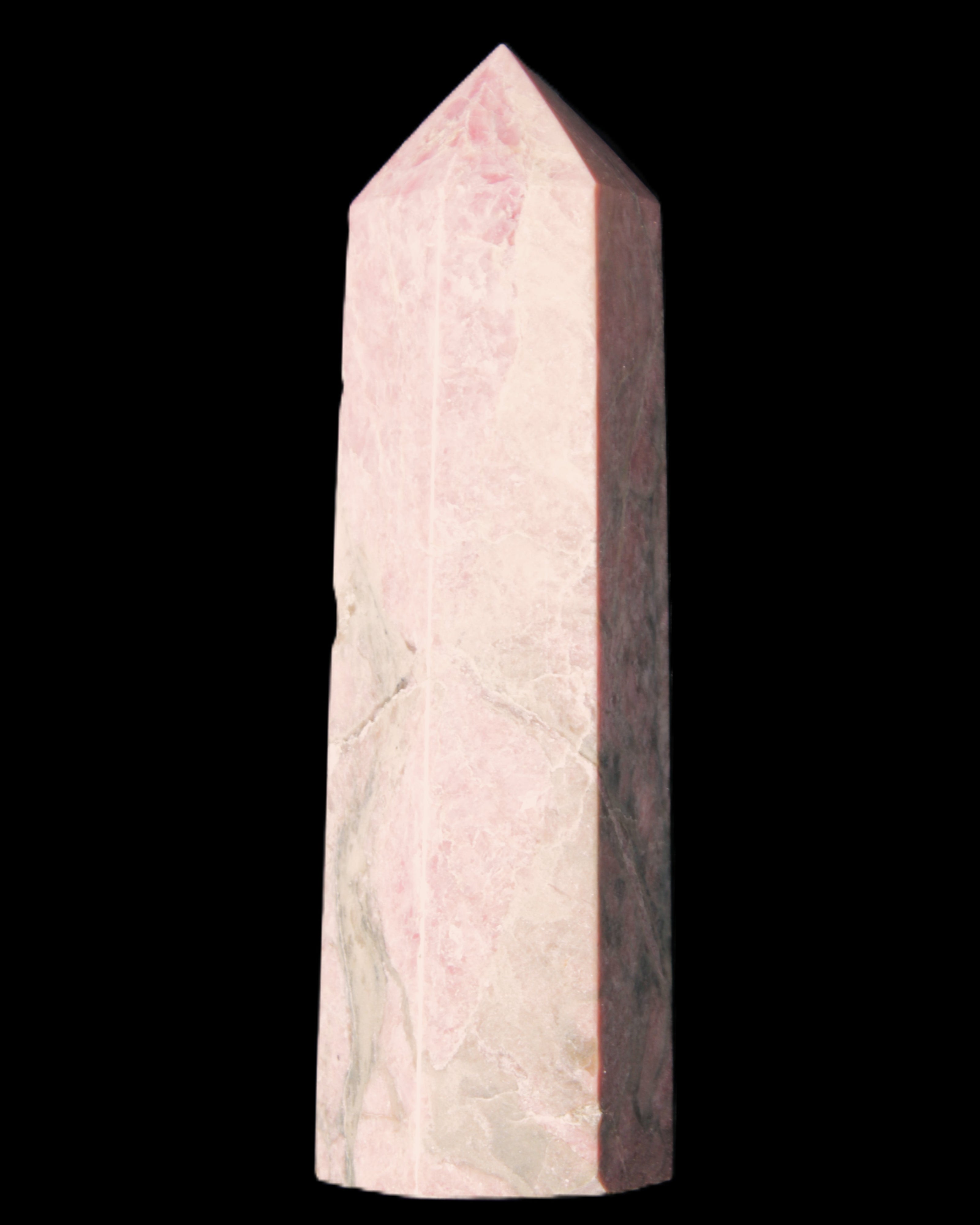 Pink Rhodonite wand 88mm 126g in sunlight - Rocks and Things Store