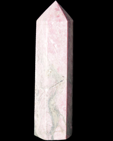 Pink Rhodonite wand 88mm 126g in sunlight - Rocks and Things Store