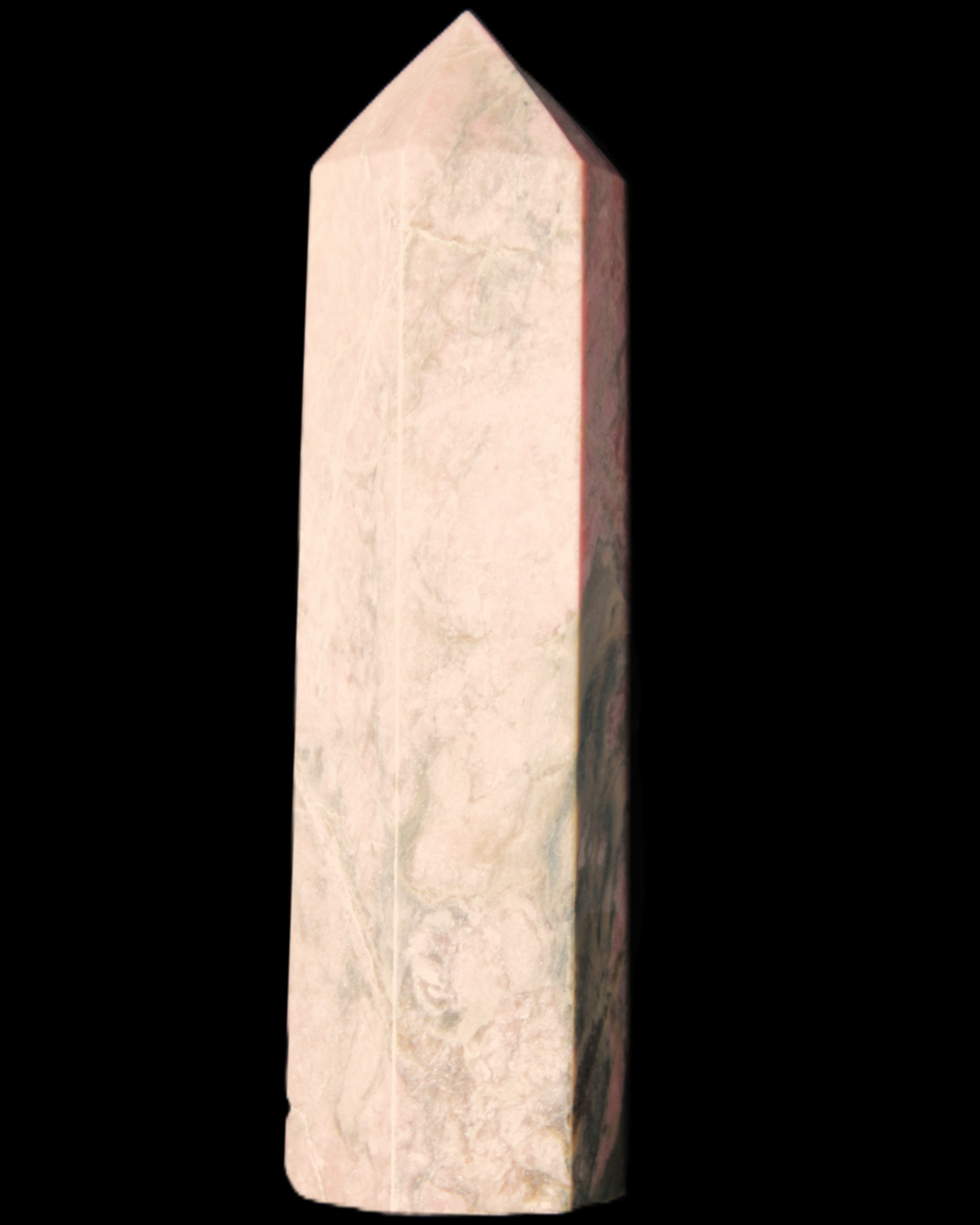 Pink Rhodonite wand 88mm 126g in sunlight - Rocks and Things Store