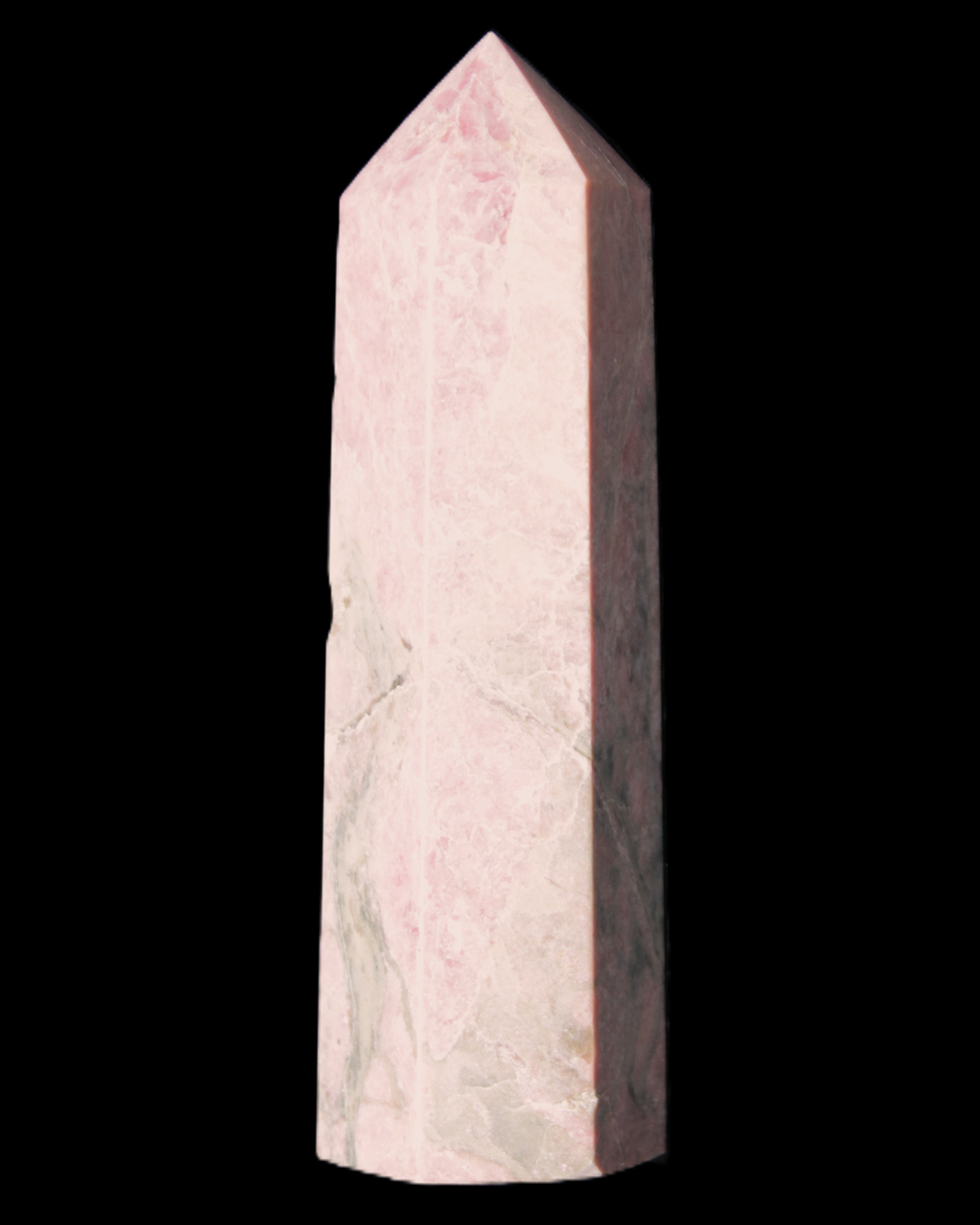 Pink Rhodonite wand 88mm 126g in sunlight - Rocks and Things Store