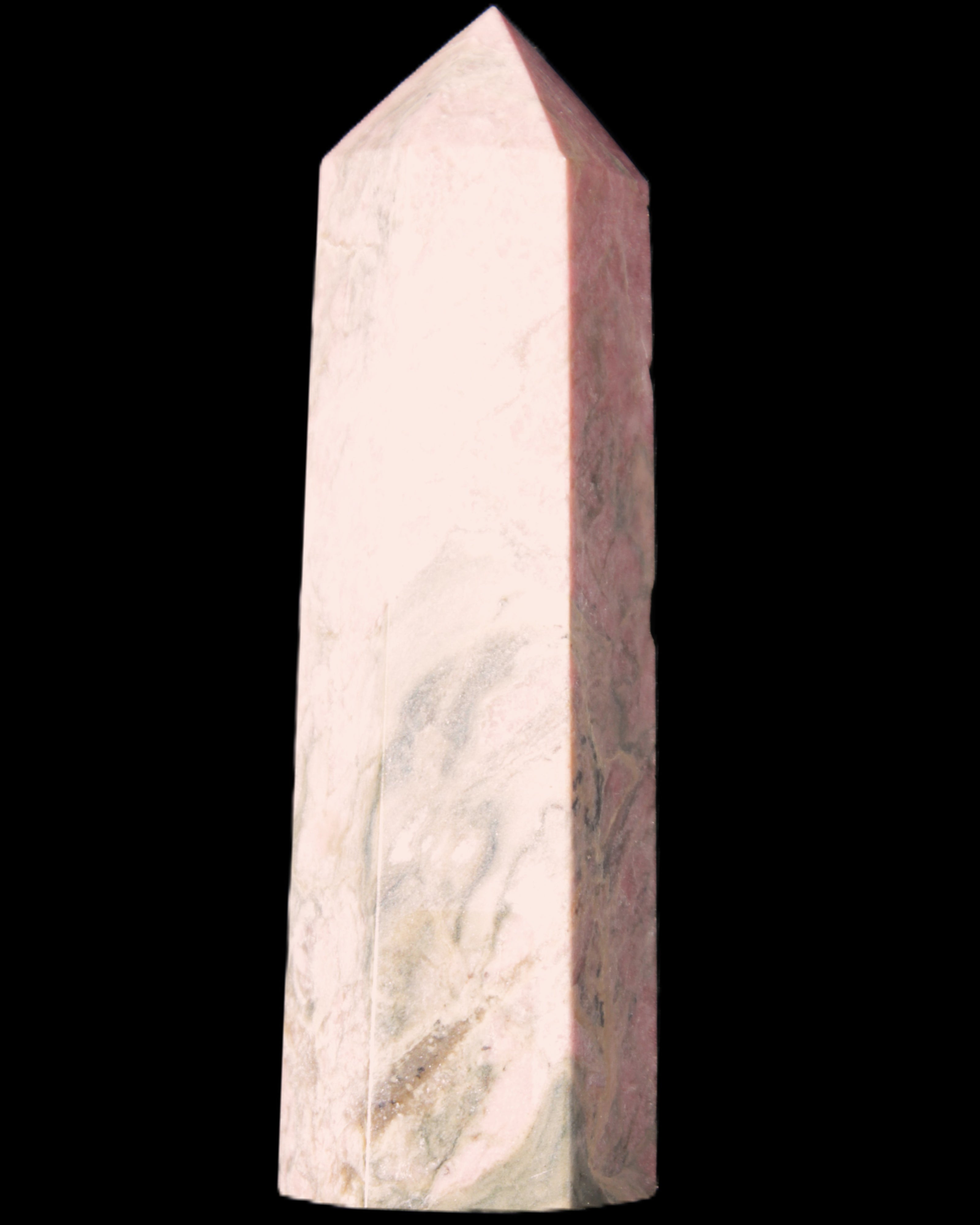 Pink Rhodonite wand 88mm 126g in sunlight - Rocks and Things Store