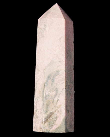 Pink Rhodonite wand 88mm 126g in sunlight - Rocks and Things Store