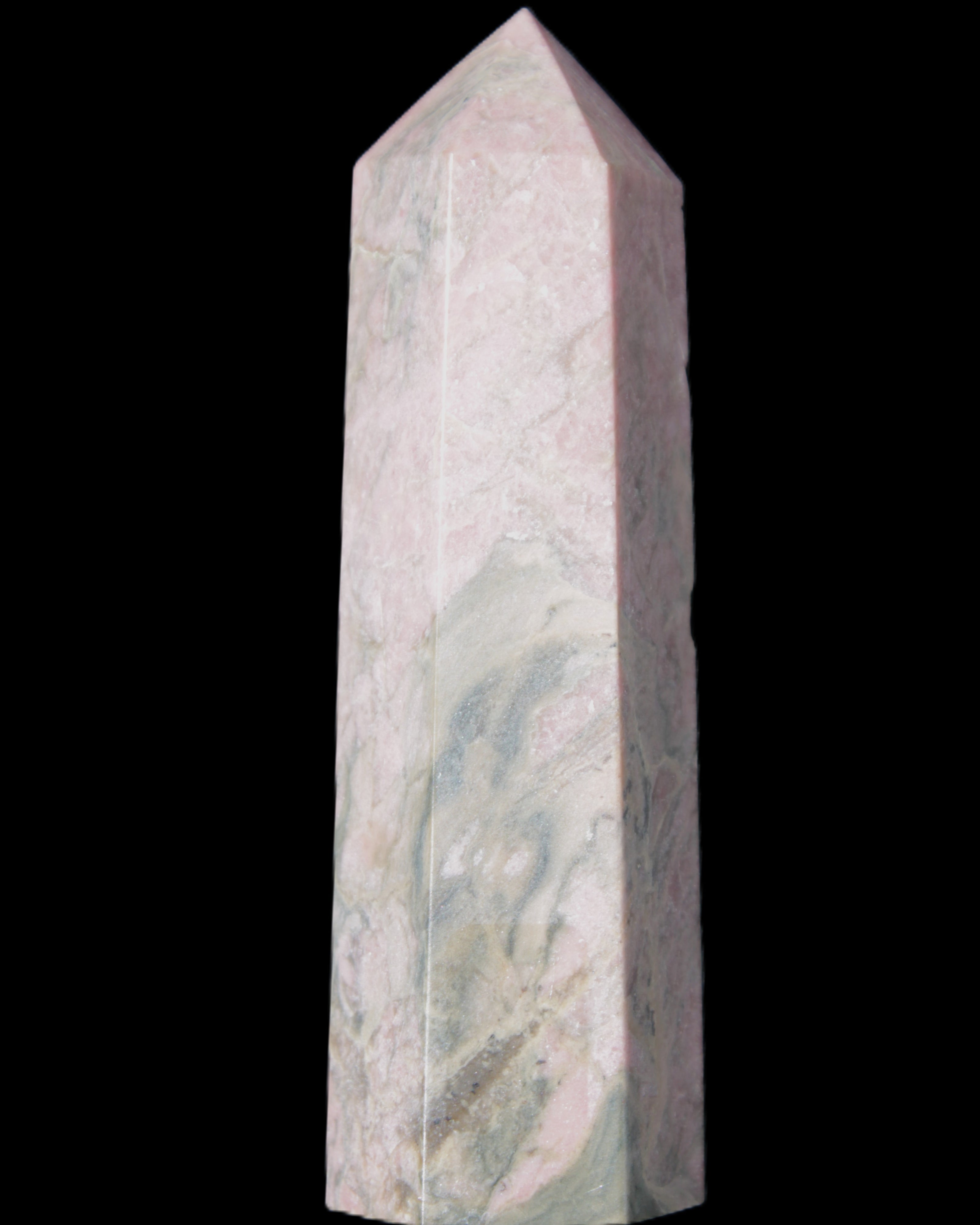 Pink Rhodonite wand 88mm 126g in sunlight - Rocks and Things Store