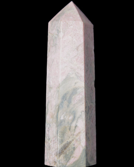 Pink Rhodonite wand 88mm 126g in sunlight - Rocks and Things Store