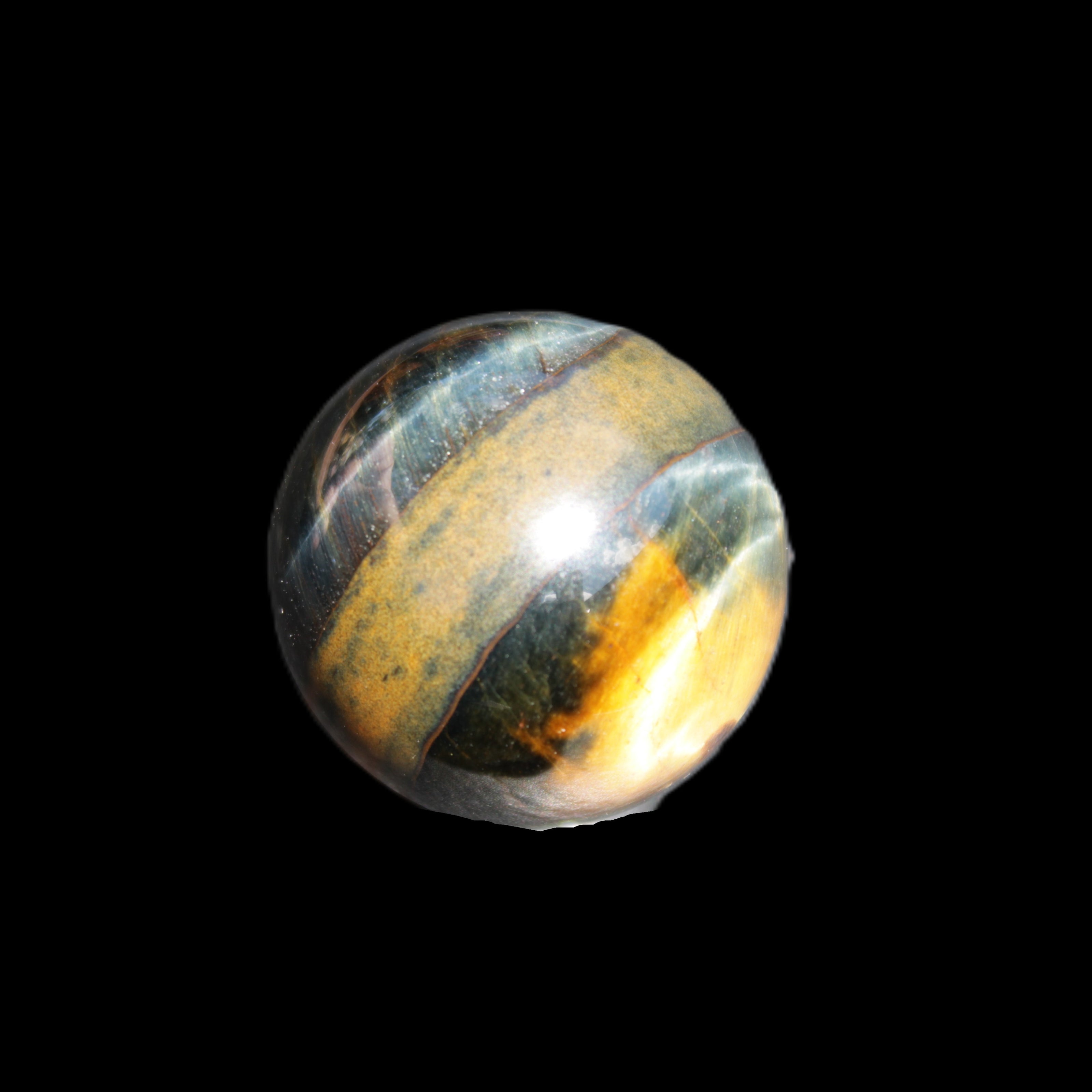 Blue Tigers Eye sphere 32mm 49g in sunlight - Rocks and Things Store